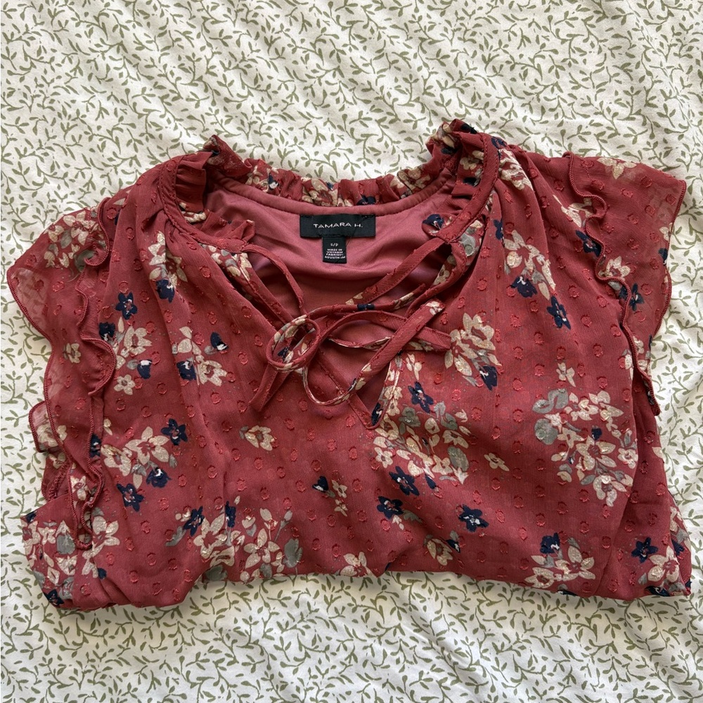 Tamara H. Women's Floral Lace-Up Blouse